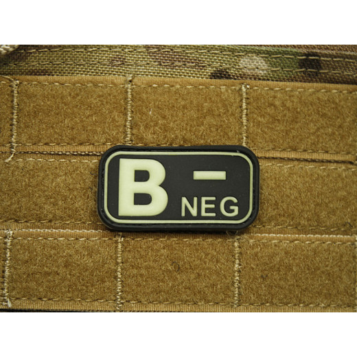 JTG - Bloodtype Patch B NEG, gid (glow in the dark) / 3D Rubber patch